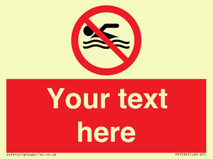 Custom No swimming prohibition Sign